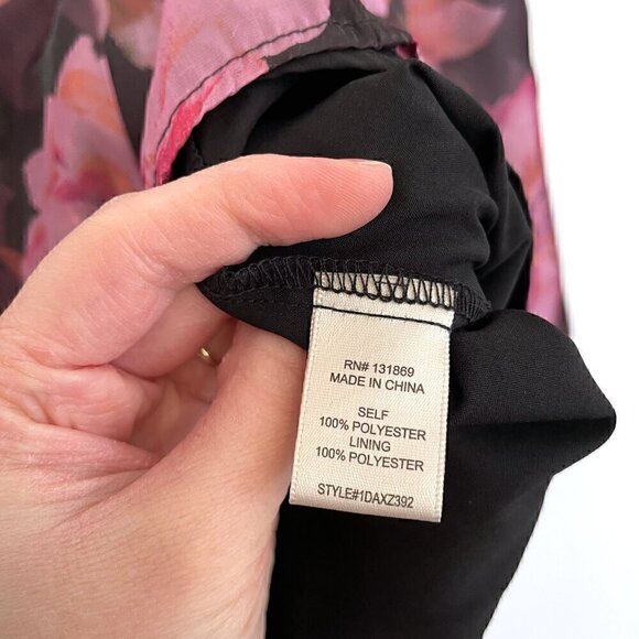 THIRTY THIRTY LA Plum Purple Pink Floral Shiny Square Neck 3/4 Sleeve Blouse S - Picture 10 of 14